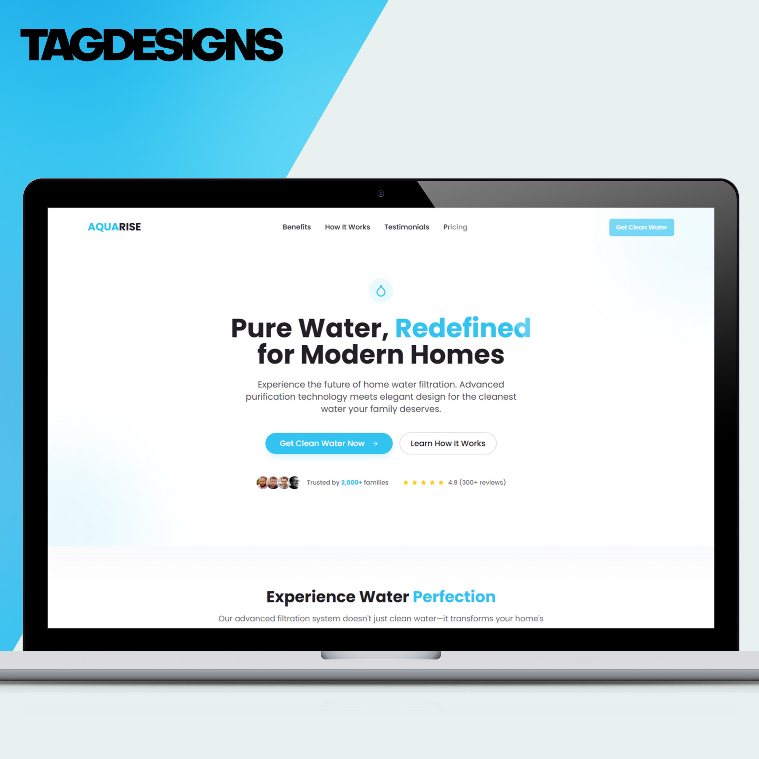 Services & Pricing One Page Website Mock